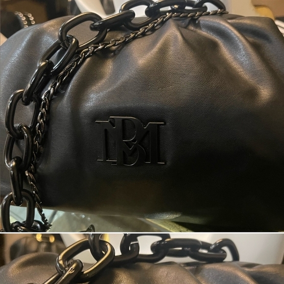 BADGLEY MISCHKA Black Chain Shoulder & Clutch Bag VEGAN Leather Cruelty Free - Picture 2 of 16